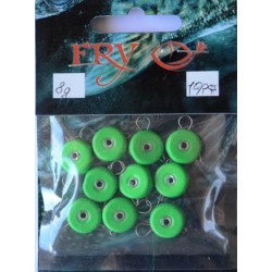 Вантаж вухатий для риболовлі, таблетка (ексцентрик) колір Silvereyes Green Apple, 10шт в уп., вага 8г